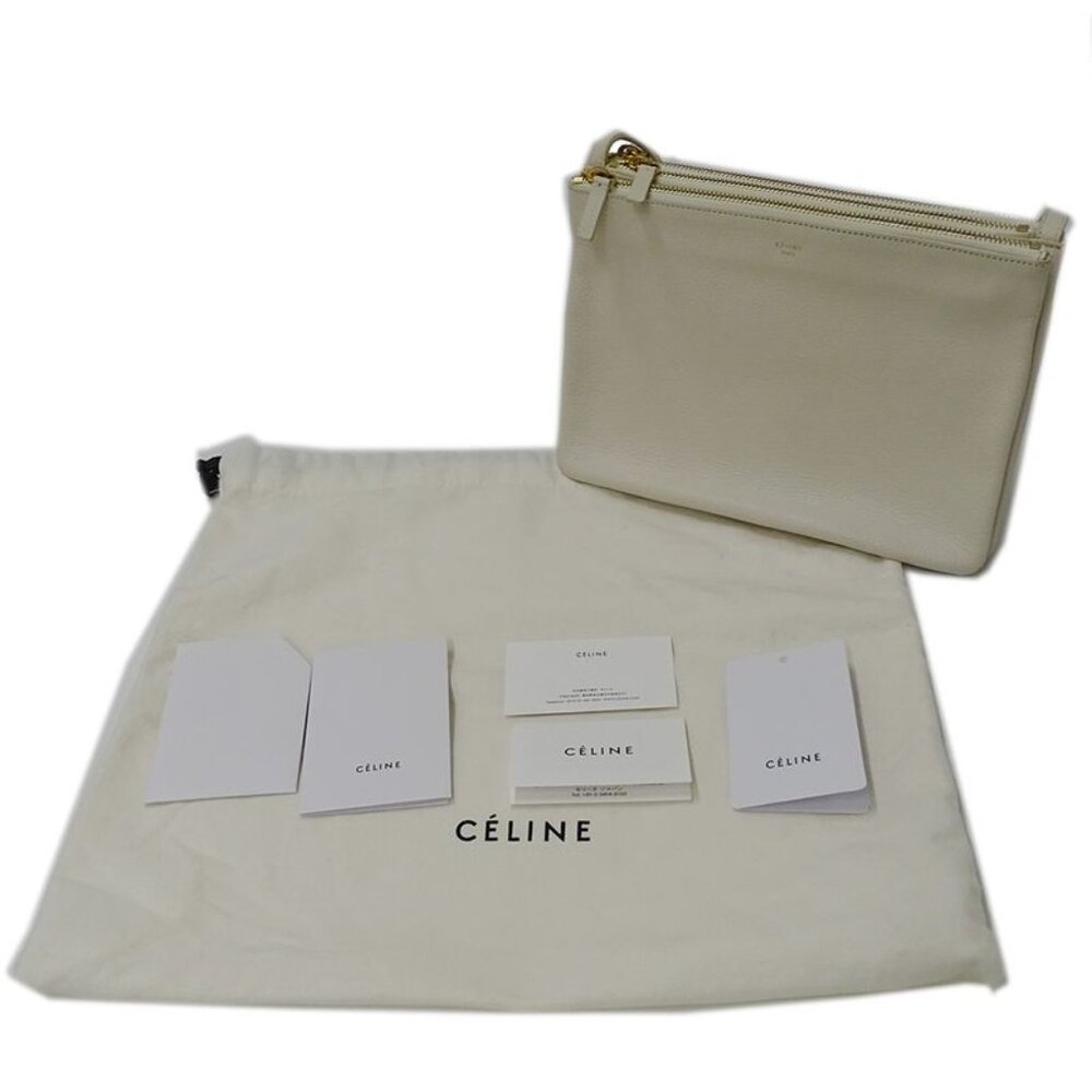 Celine Bag Shoulder Bag Trio Large Leather White Cream Going Out - Picture 8 of 10